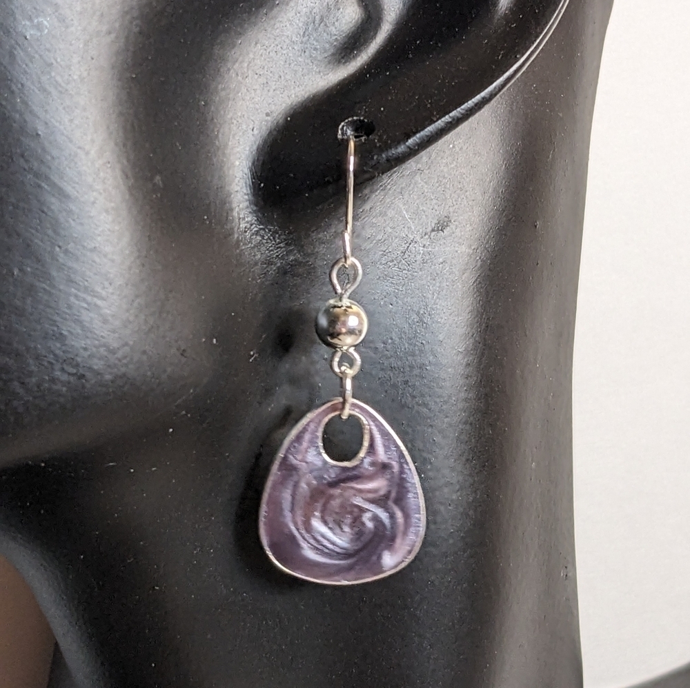 g by Gennaro Purple‎ and Silver Tone Dangle Earrings - Picture 3 of 3